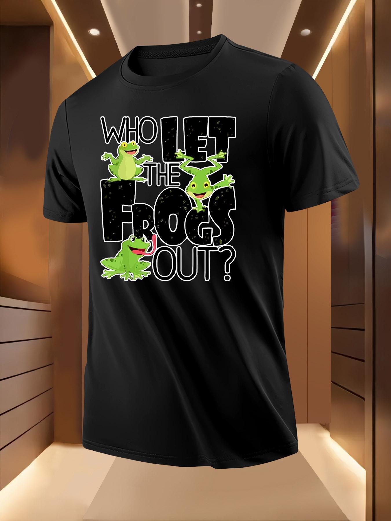 Summer Tshirt with Playful Frog Print - Who Let the Frog... XXXXL