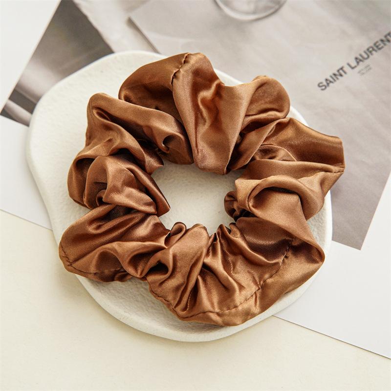 Fashion Luxury Women Silk Satin Scrunchies Solid Color Silk Elastic Hair Bands Ties Rubber Bands Sports Dancing Ponytail Holder