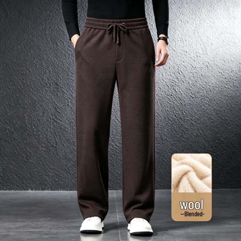VEE KELLEN Men's Wool-Blend Thickened Wide-Leg Straight Casual Pants