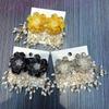 Sparkling Exaggerated Ear Studs Women's Accessories Beaded Peal Earrings Flower Earrings  Party