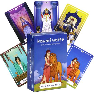 Kawaii Waite Tarot Deck 78 Pcs Cute Tarot Cards Cartoon 10.3*6cm