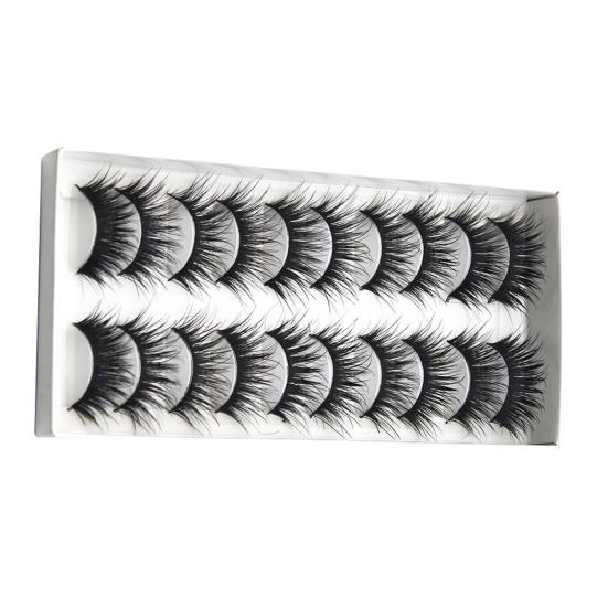 10Pairs False Eyelashes Thick Reusable Synthetic Fiber Naturals Cruelty-Free False Lashes for Daily Life