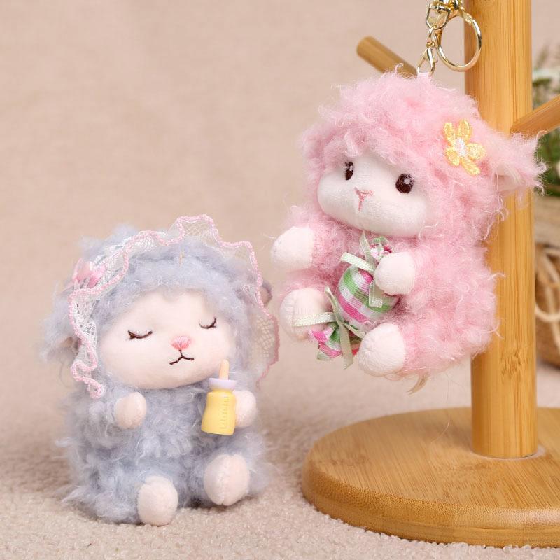 Candy Holder Pendant Plush Seated Sheep Keychain Pendant With Metal Ring Soft Cute Lamb Bag Charm Stuffed Accessory For Backpack