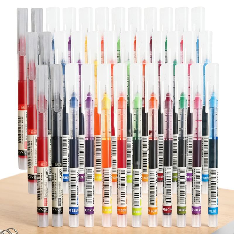 10-100 Stück 12 Farben Stifte Gerader Flüssigkugelschreiber Unterschrift Gelstift Set 0,5 mm Schwarze Blaue Tinte Schulbürobedarf Schreibwaren