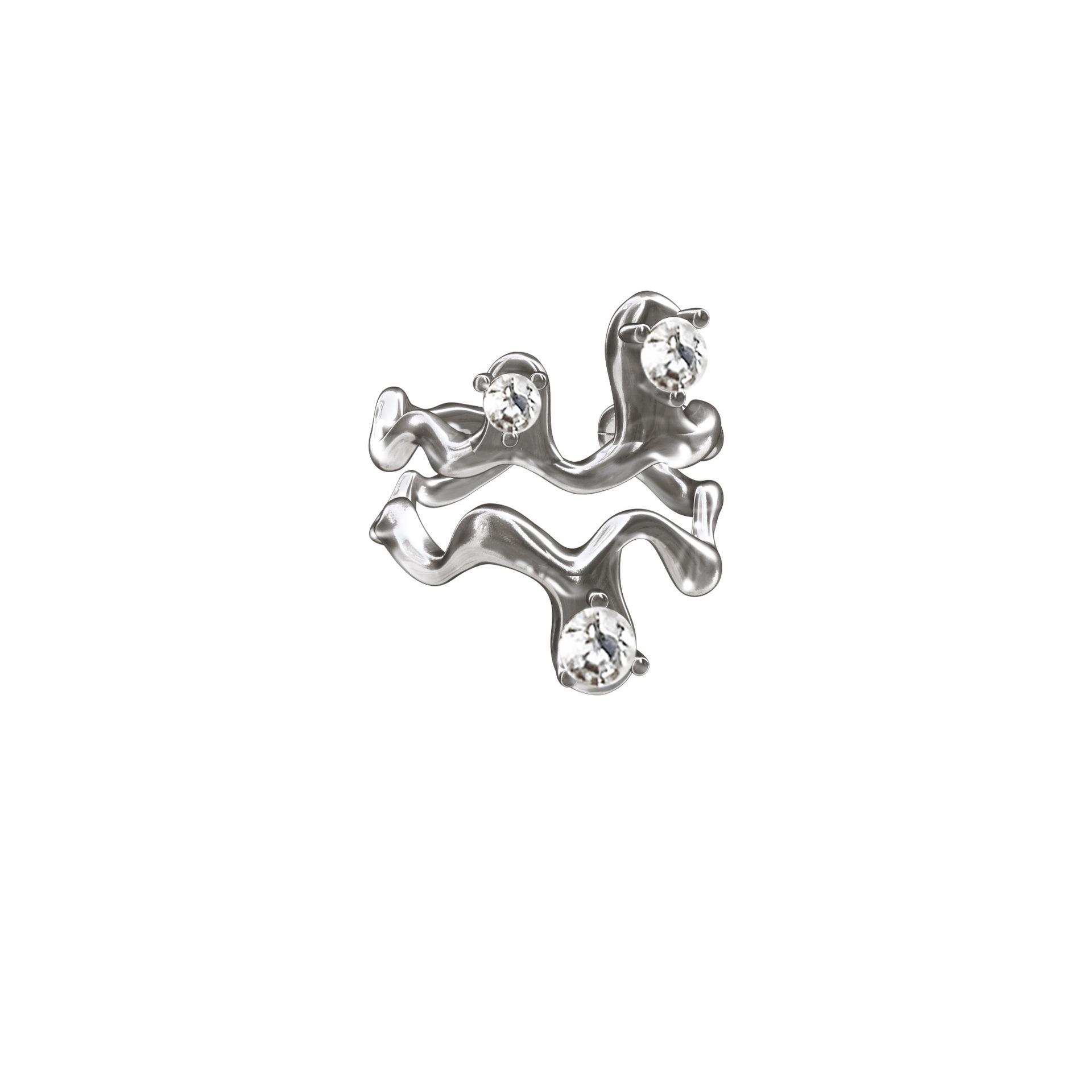 Niche Design Sense Diamond Set High Sense Ring Wave Chain Irregular Opening Combination Personalized Ring Women opening adjustable