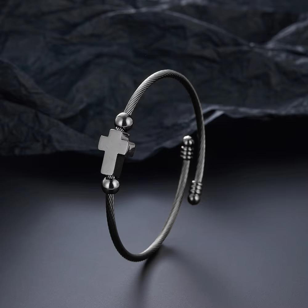 Vintage Religious Bracelet Silver Open Bangle Bracelet Couple Bracelet  Unisex Wear