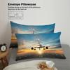 3-piece Down Duvet Cover with Blue Sky Airplane Pattern Print (1 Duvet Cover+2 Pillowcases, No Core) Comfortable Bedding Set