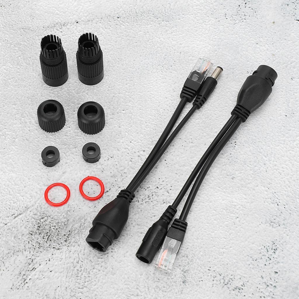 5 Pairs Ethernet POE Splitter Adapter Injector DC12V Waterproof for IP CameraBlack