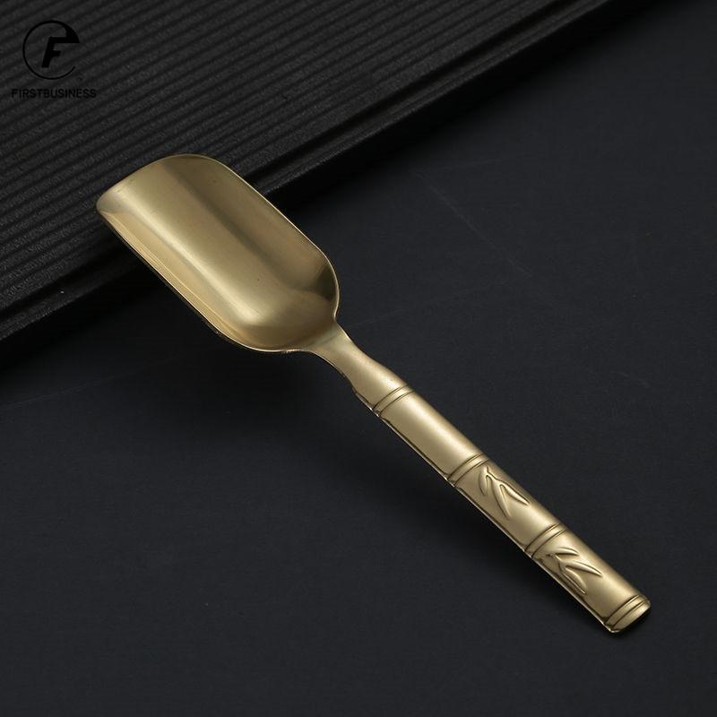 Brass Copper Dinnerware Set Spoon Tea Spoon Dessert Coffee Ice Cream Spoons Kitchen Accessories Bar Tools New Bamboo Creative