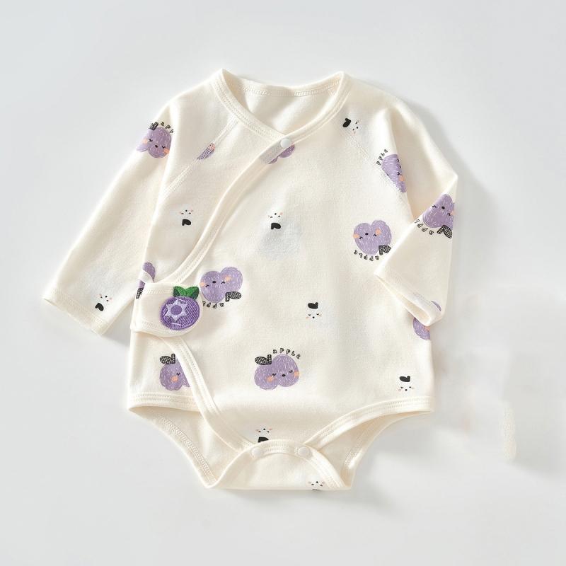 

Хлопковый комбинезон для новорожденных девочек и мальчиков с принтом, повседневная одежда для новорожденных для девочек и мальчиков, летняя и осенняя одежда, новая 80 фиолетовый