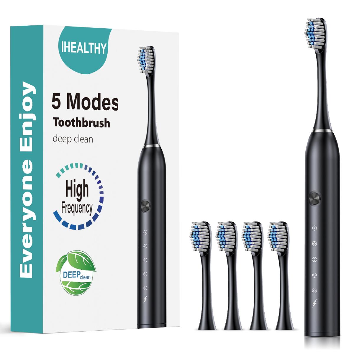 

Новая улучшенная электрическая зубная щетка роторная перезаряжаемая электрическая зубная щетка для взрослых вращающиеся электрические зубные щетки с 8 мягкими насадками 4 Heads