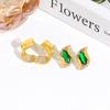 Emerald Gemstone Real Gold Plated Geometric Earrings - Luxurious Green Zirconia Jewelry for Women