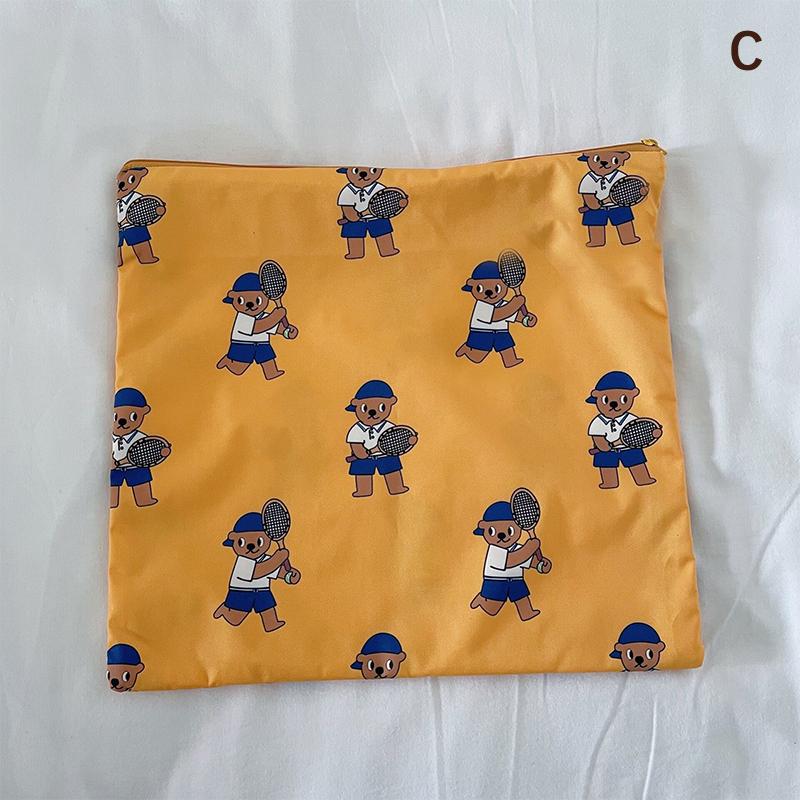 Kawaii Makeup Bag  Cartoon Bear Pattern Cosmetic Pouch Toiletry Bag Large Capacity Portable Stationery Bag