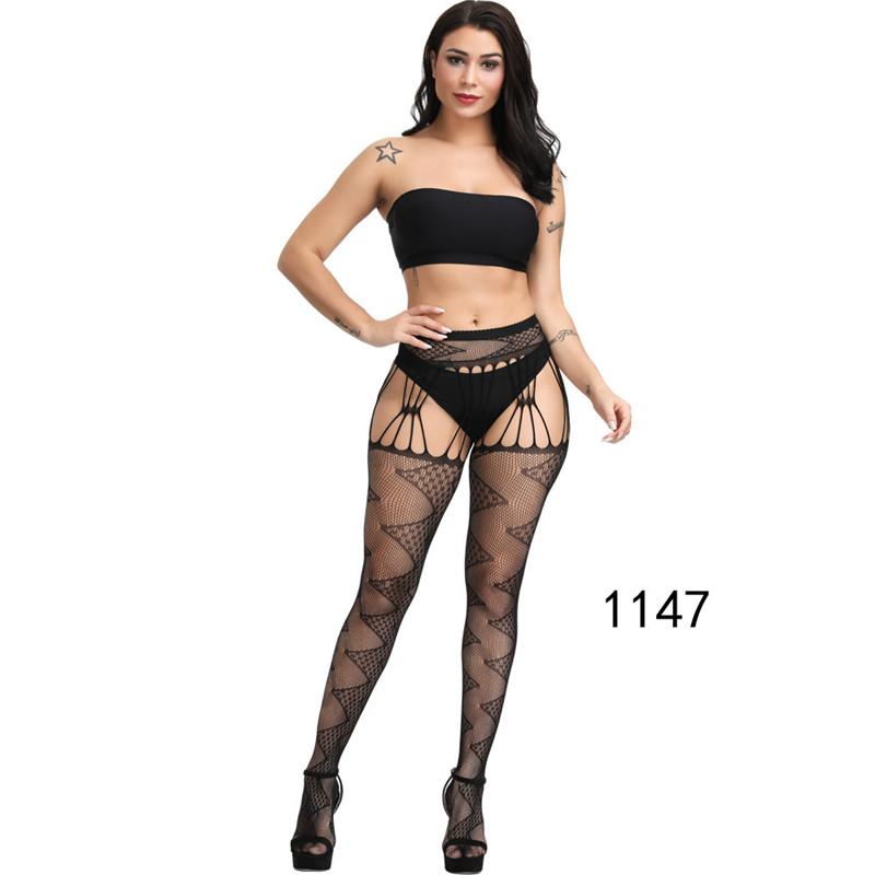 Plus Size Women Bodystocking Sexy Lingerie Ladies Erotic Lingerie Tights Women Suspender Pantyhose Tights Open Crotch