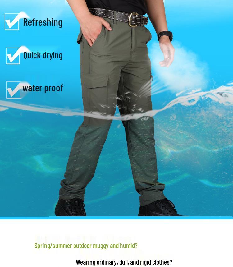 Men's Outdoor Quick-Dry Waterproof Trekking Pants - Casual Multi-Pocket Straight Leg Workwear