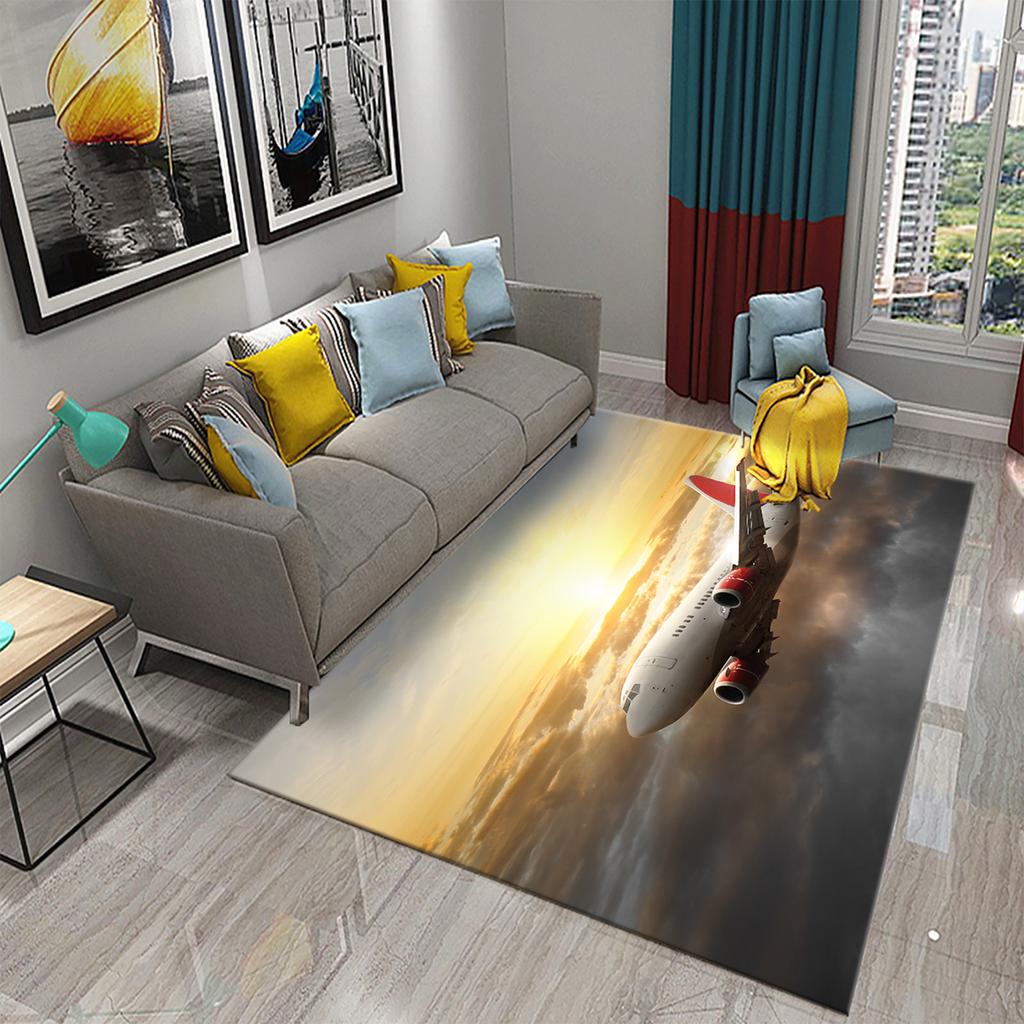 Airplane Carpet Sky Sunset Scene Area Mat for Kitchen Bathroom Entrance Door Anti-Slip Absorbent Mat Teens Bedroom Home Decor