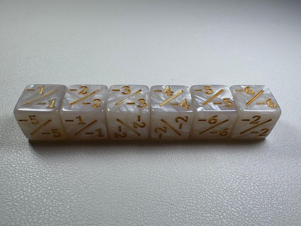 16mm Acrylic Dice for Adding and Subtracting 1-6 in Board Games and Educational Role-Playing