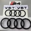 QR4 for M4 S4 2020-2024 Car Hood Front Grill Logo ABS Bright Black Rear Trunk Badge Emblem 4-Ring V6T Sticker Modified Accessories