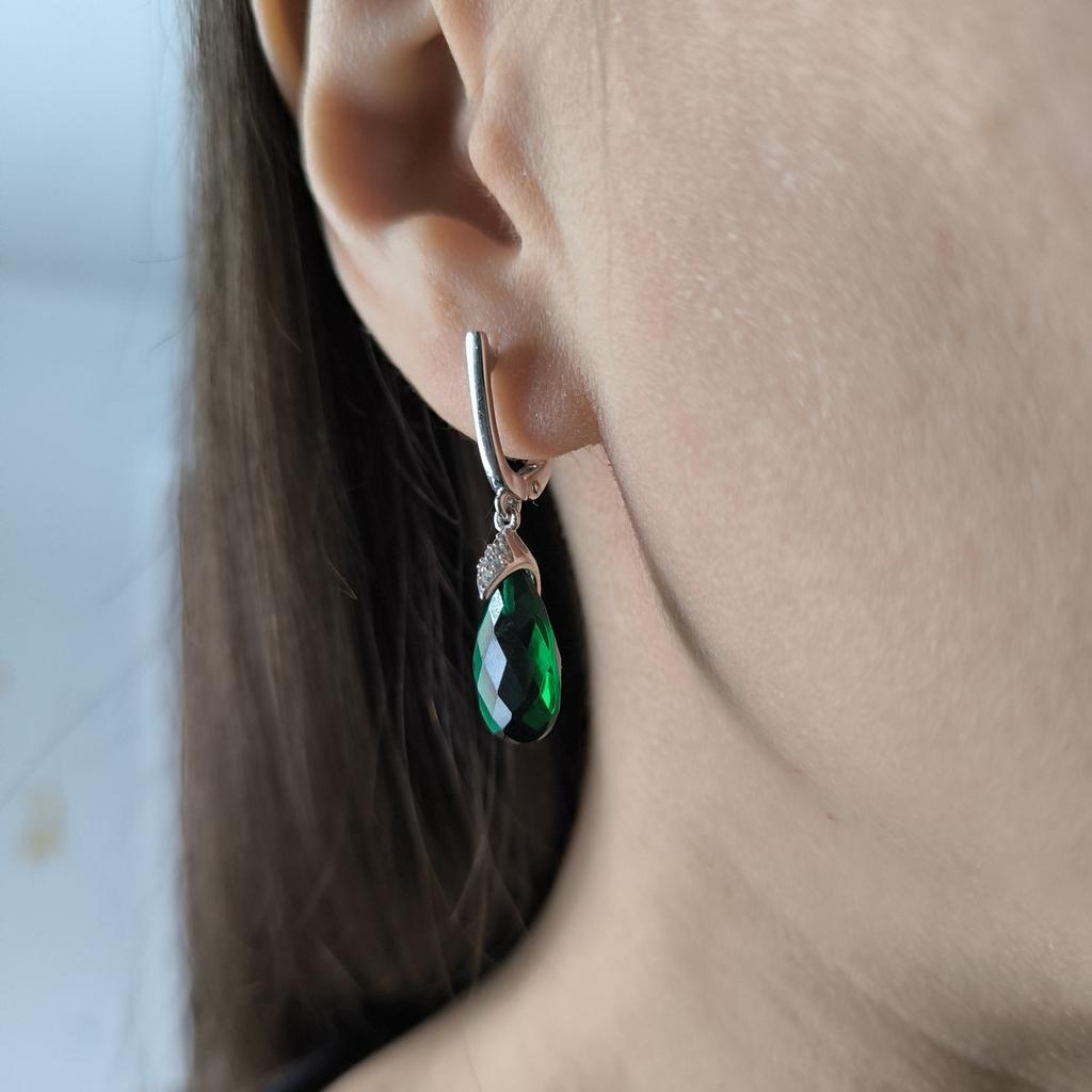 Silver Earrings with Emerald Nano 8.965ct (2197430)