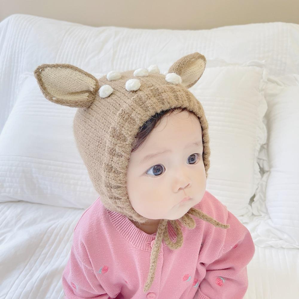 

Warm Infant Knitted Hat Adorable Baby Beanie Cap Cute Deerlet Baby Hats Girls жёлтый