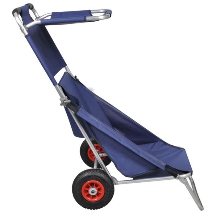 VidaXL Beach Cart with Wheels Portable and Foldable Blue