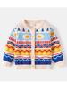 Kid Spring Fall Jacket Knitted Cardigan Sweater Multicolour Rhombus Children Clothes Baby Knitwear Double-layer Cotton Outerwear