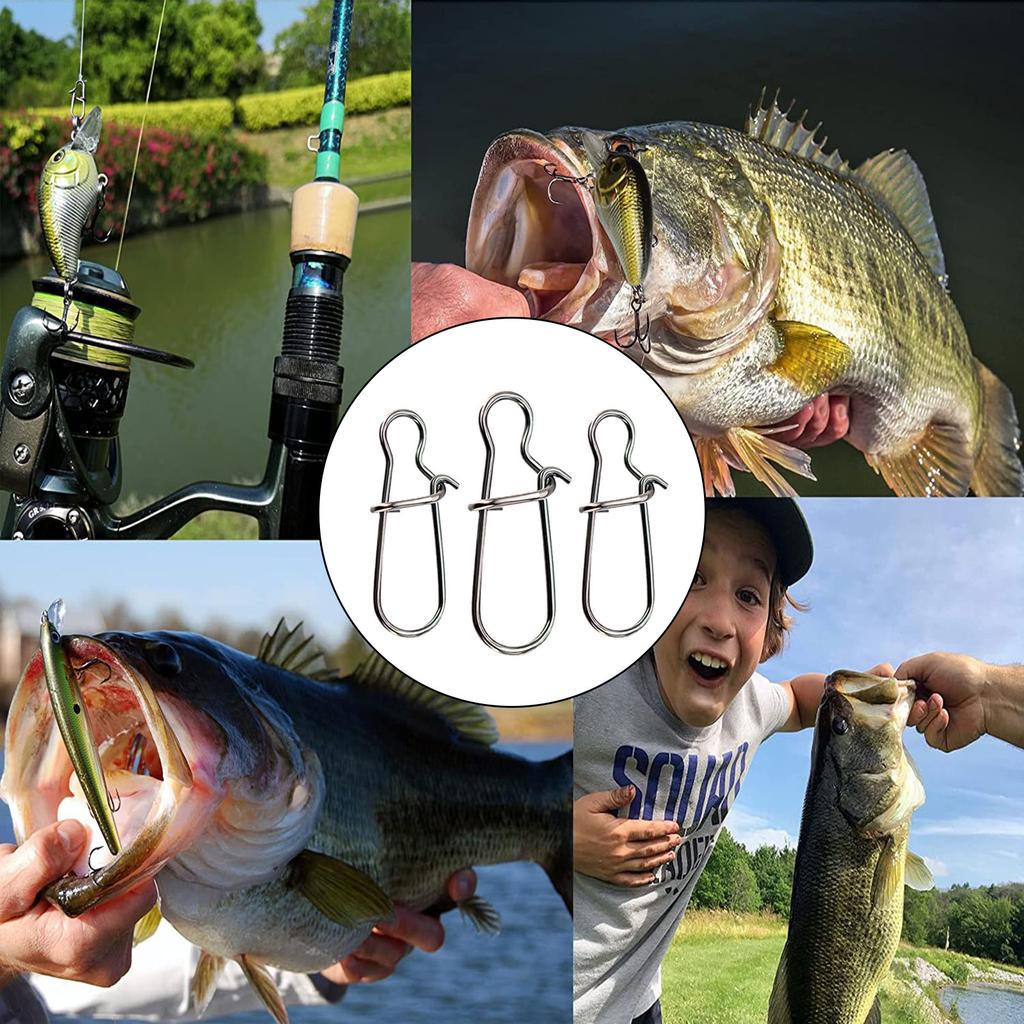 100pcs Metal Fishing Connector Fast Clip Lock Snap Swivel Solid Rings Fishing Hook Tools For Seawater Freshwater