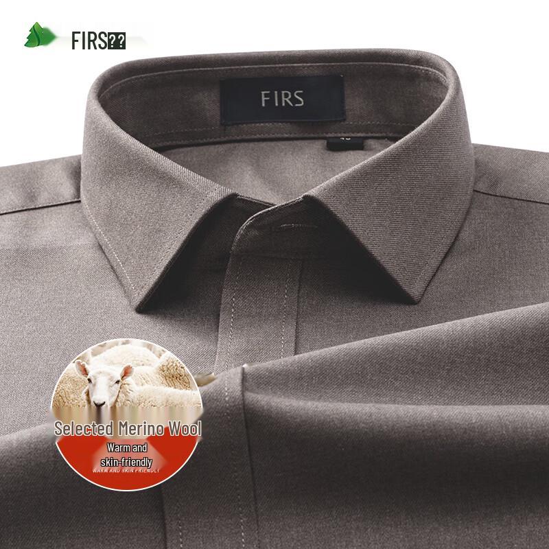 FIRS Men's Washable Merino Wool Long Sleeve Business Casual Shirt