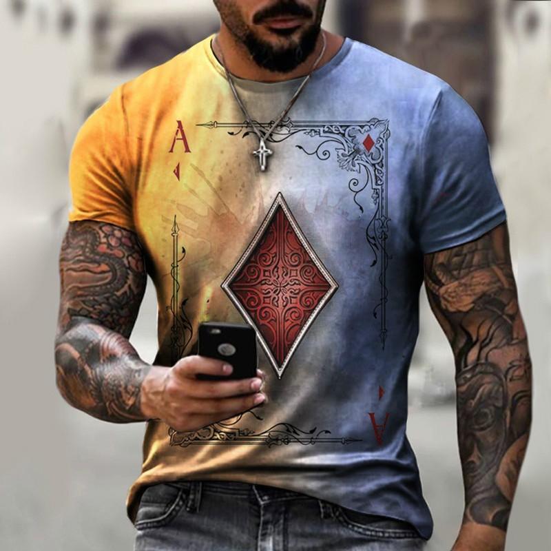 Mens Streetwear 3D Digital Print Graphic Tee Loose Fit Casual Short Sleeve T-Shirt Youth Fashion