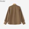 ZANZEA Women Casual Round Neck Solid Color Long Sleeve Blouse