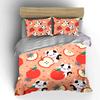 Cartoon Cats Apples Pattern Bedding Duvet Cover Set Duvet Cover Pillowcases  (1*Duvet Cover 2*Pillowcases, Without Duvet Insert)
