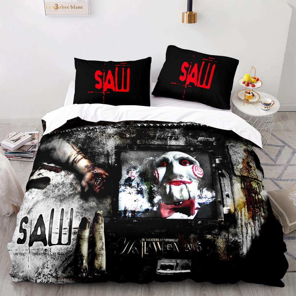 Chainsaw Fright Bedding Set Single Twin Full Queen King Size Halloween Bed Set Aldult Kid Bedroom Duvet cover Sets 3D Print 011
