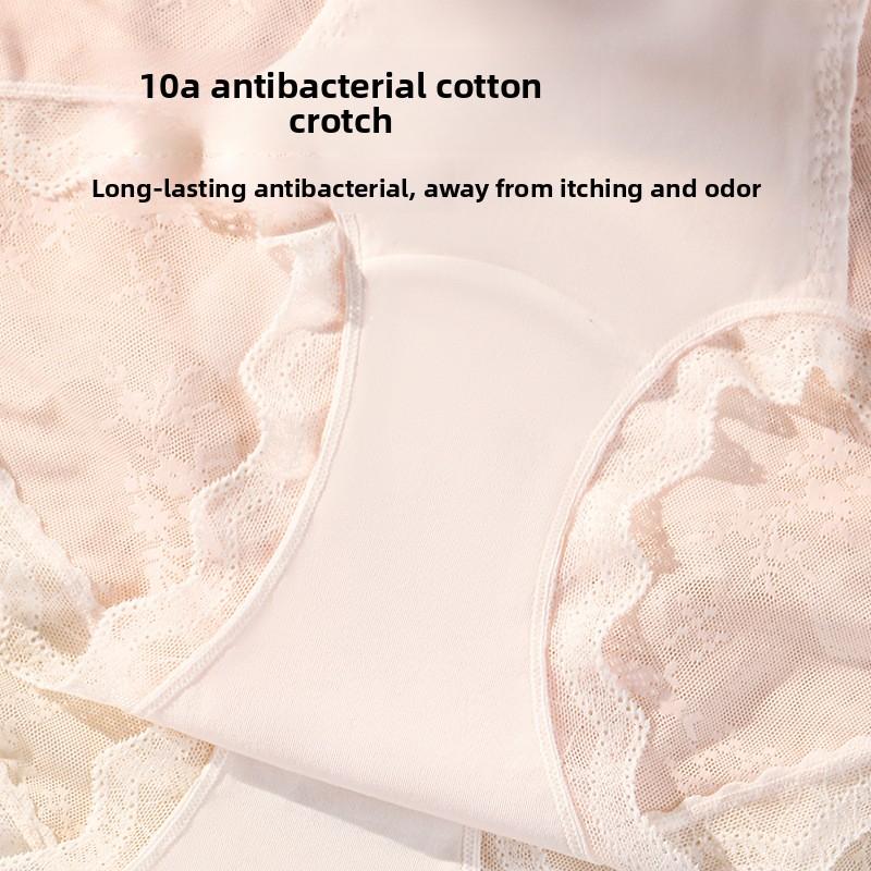 Plus Size Female Spring and Summer Lace Pure Cotton Extended Crotch High Waist and Hip Shape Up Briefs
