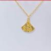 Golden Lucky Cat Fan-shaped Lotus Pendant Necklace for Women