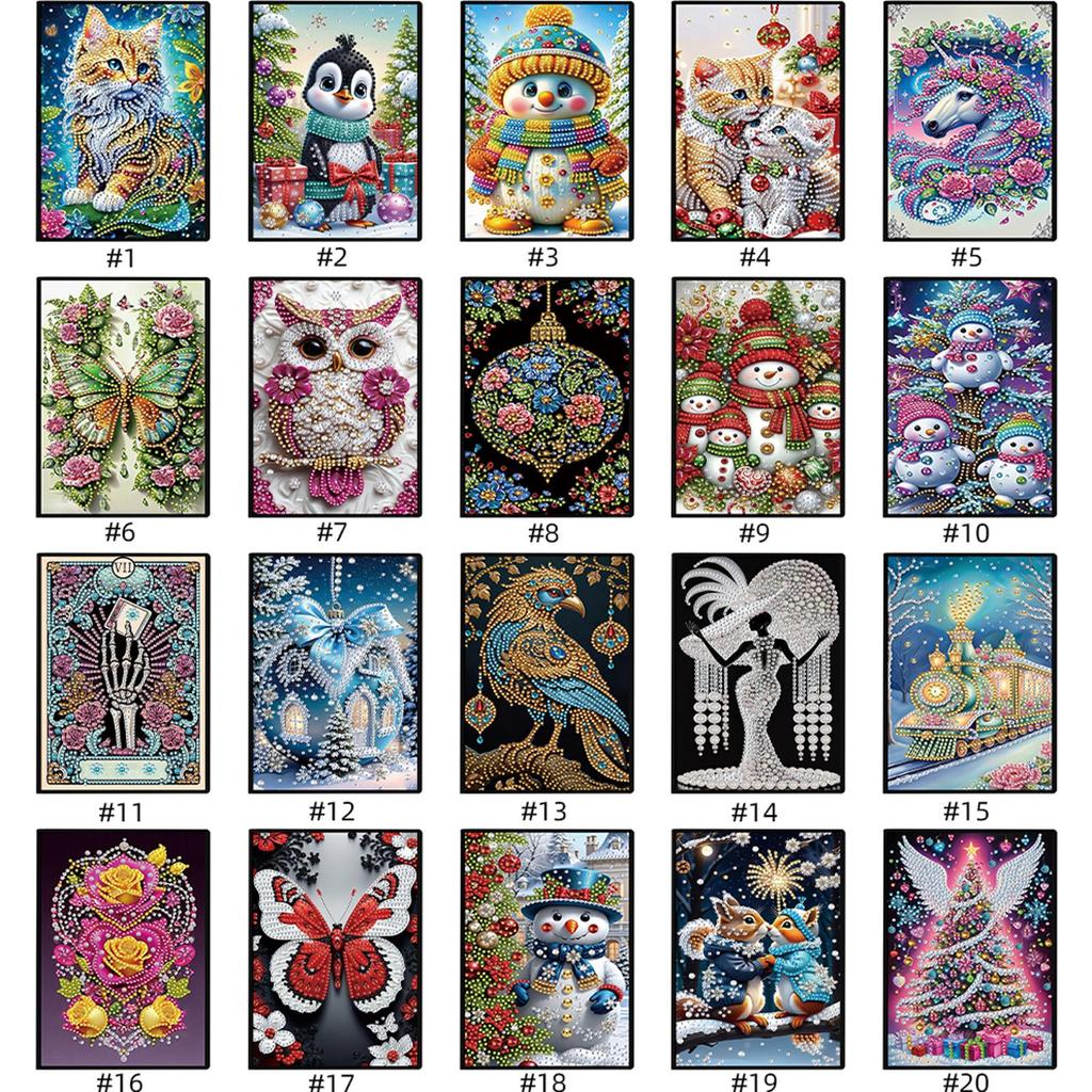 50-Page A5 Size Diamond Painting Diary Book 5D DIY Diamond Art Painting Notebook Kit for Adults Beginners Holiday Birthday Gift