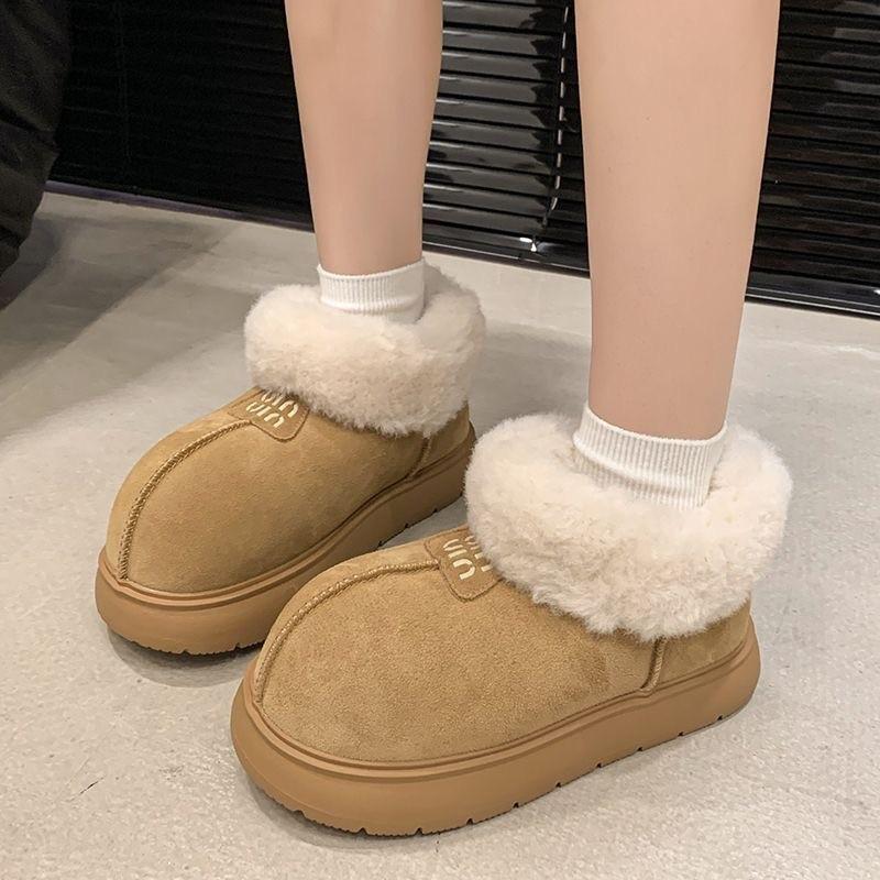 

Женские осенне-зимние утепленные теплые холодные толстая подошва увеличивающие рост легкие походные альпинистские водонепроницаемые нескользящие спортивные сноубутсы хлопковая обувь 35