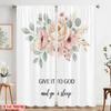 2pcs 2D Flat Printing Party Curtain Floral Art Give God Sleep Fabric Without Electricity All Season Party & Holiday Decor for