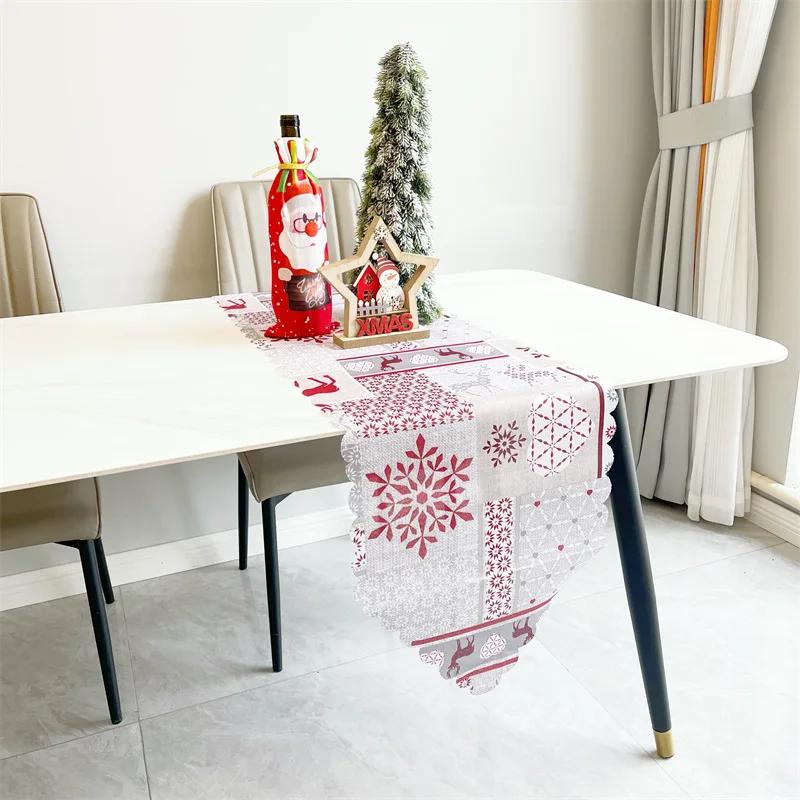 Christmas Table Runner Christmas Polyester Printed Tablecloth Decorative Table Napkin