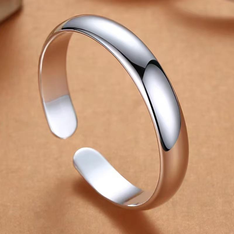 

Classic Bright Surface Plain Opening Wide 925 Sterling Silver Fashion Smooth Bracelets TYB597 серебряный