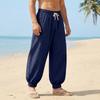 Men's Cotton-Linen Summer Straight-Leg -Color Casual Trousers