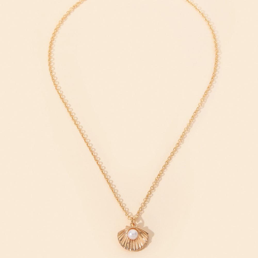New Trendy Summer Shell Imitation Pearl Pendant Necklace For Women Fashion Collar Neck Jewelry Wholesale Dropshipping