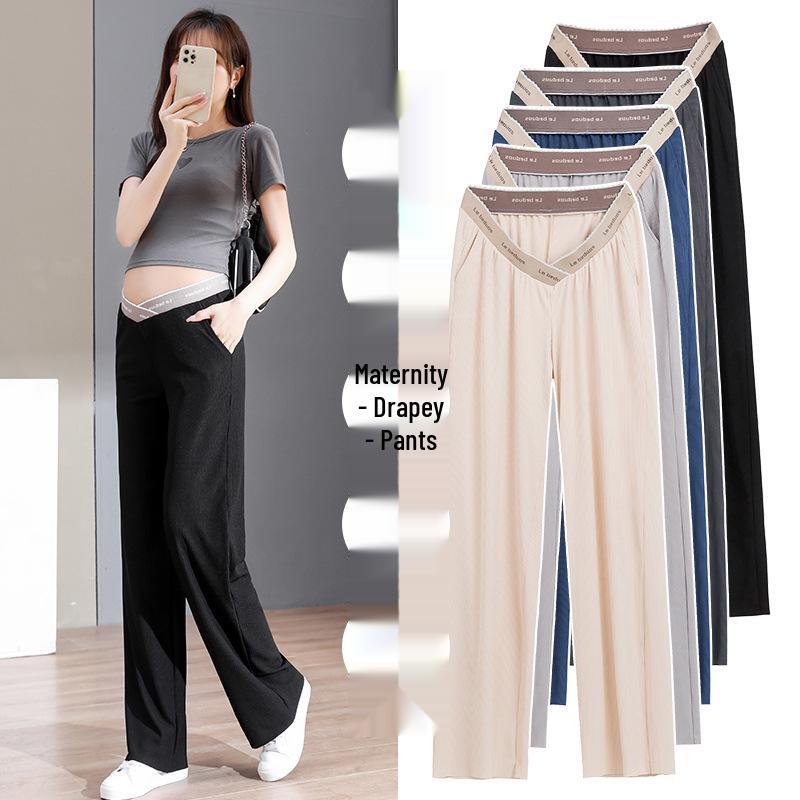 2026 New Thin Ice Silk Wide-Leg Maternity Pants - Summer & Spring