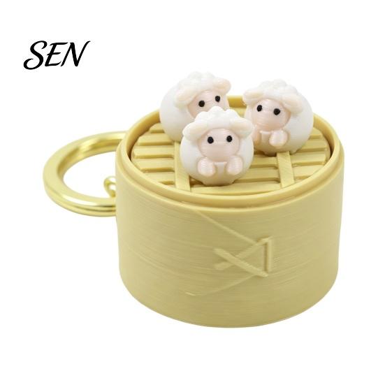 Unique Small Gifts for Friends 3D Printed Mini Animal Steamer Bun Keychain, Clicker Fidget Toy, Simulated Chinese Sensory Toys Anxiety Dim Sum