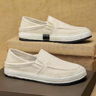 Fashion 2024 New Men's Casual Shoes Summer Loafers Linen Breathable Walking Shoe Classic Flat Lazy Shoes for Men Weaving Tenis Masculino