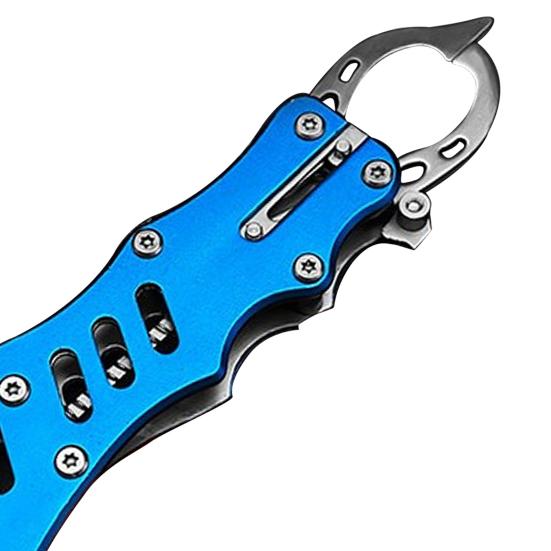 Stainless Steel Fish Gripper Fish Mouth Lip Grabber with Ruler Scale EVA Handle Fishing Pliers Fish Control Clamp Catcher Tong Fishing Accessories