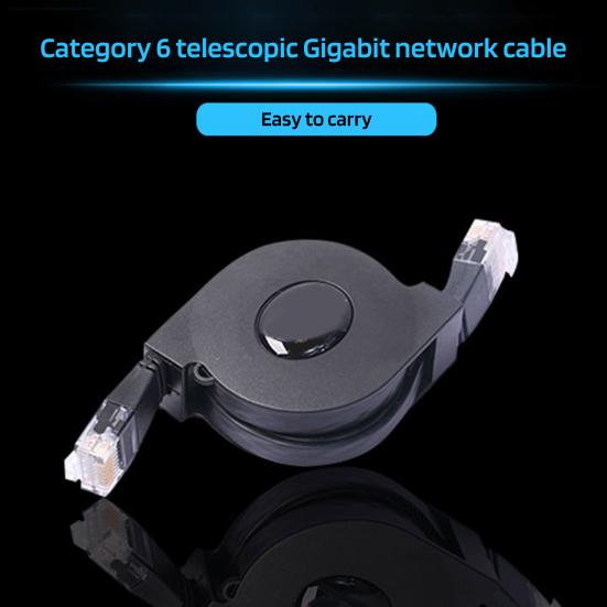 Retractable Computer Network Adjustable Length Cat6 Cable 1M/2M Universal Compatibility 6 Flat Ethernet
