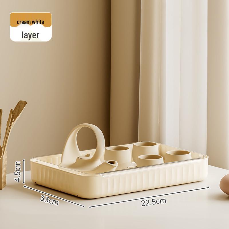 Dvouvrstvá čajová souprava a stojan na uložení šálků - Domácí pultový tác, Design bez nutnosti vrtání