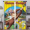 Curious George Curtains for Living Room Curtain Halloween Decoration Partition Home Interior Curtains 2 Pieces Shades Kitchen