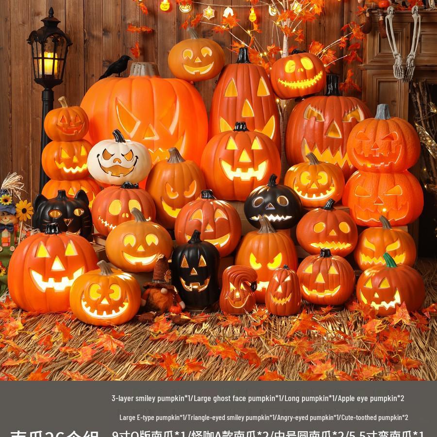 Halloween Pumpkin Lantern Decorations & Photo Props Set