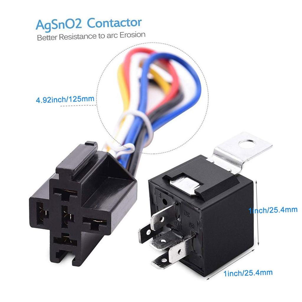 SWOOMEY 5 Pcs Car Relay Pin with Connector Relay Socket Black High Definition